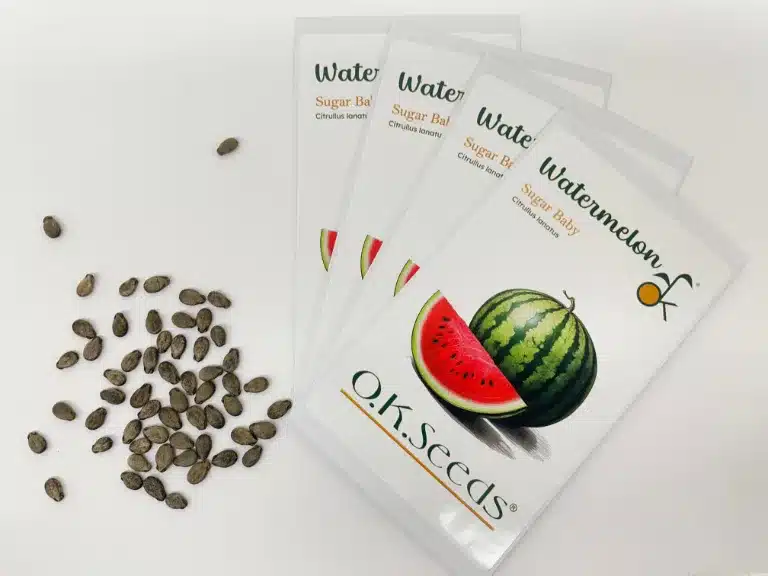 Sugar Baby watermelon seeds in OK Seeds packets